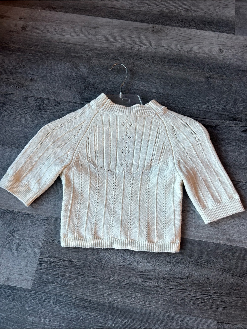 Free People Cream Knit Short-Sleeve Sweater